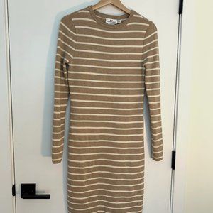 Vineyard Vines Wool Tan Striped Long Sleeve Dress